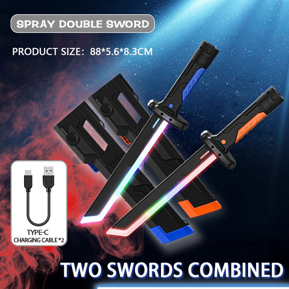 Colorful lights, cool spray laser sword, lightsaber toy, double sword combination, lightsaber, star spray sword