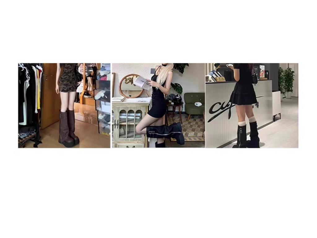 Women's 2025 Over-the-Knee Chunky Heel Riding Boots - Large Calf, Retro Thick Sole, Ruched Shaft, Knee-High Boots.