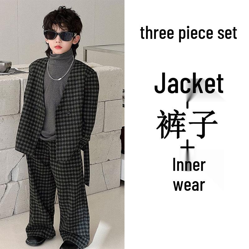 Boys' Spring & Autumn 2025 Fashion Flower Suit Set for Events