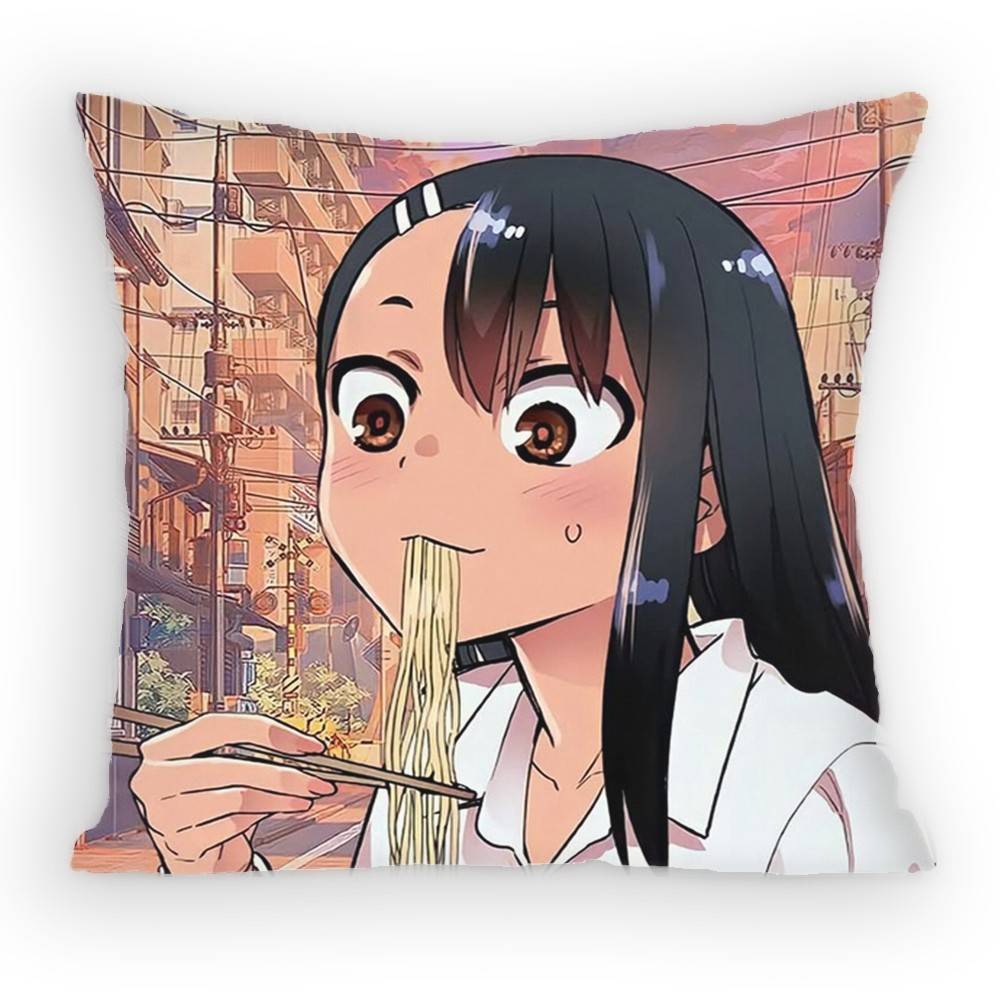Don T Toy With Me,Miss Nagatoro-San Pillow Case Anti-Dustmite Pillowcase Invisible Zipper Silky Sofa Cushion Cover For Bedroom Peach skin 18*18(CM)-1Pcs