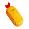 Cartoon Furry Shrimp Pencil Case Large Compartment Plush Pencil Pouches Zippered Closure For Offices School Travel Use