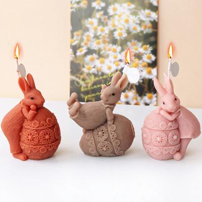 Strumento per realizzare candele a forma di coniglio carino fai da te, stampo in silicone per sapone a forma di uovo di Pasqua, decorazione per candele profumate, bambola in gesso dipinta a mano con animali