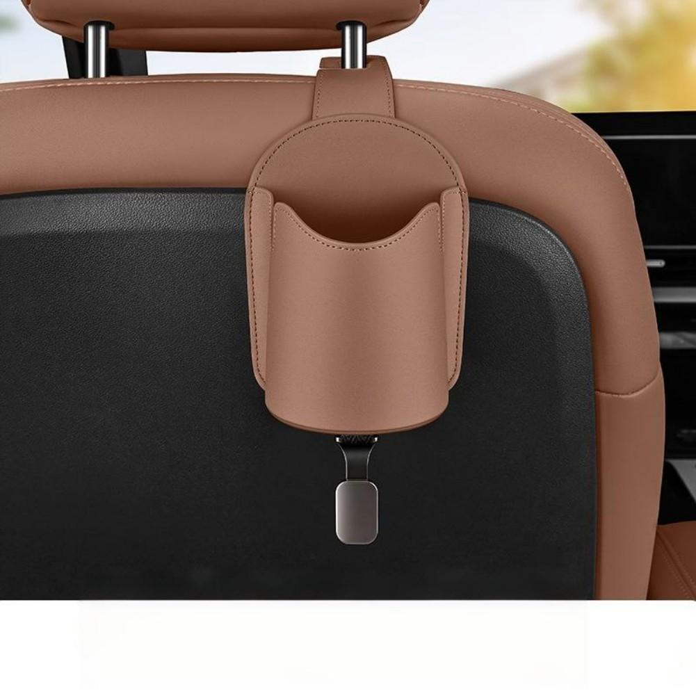 

Car Seat Hook Organizer with Phone Holder Slot and Cup Storage Designed for Practical Vehicle Interior Storage Solution коричневий