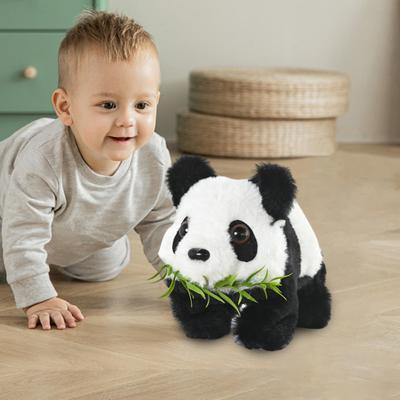 Electric Plush Panda Toy with Sound Movable Ears Mouth Interactive Walking Animal Plushie Musical Stuffed Doll Kids Boys Girls Birthday Gift