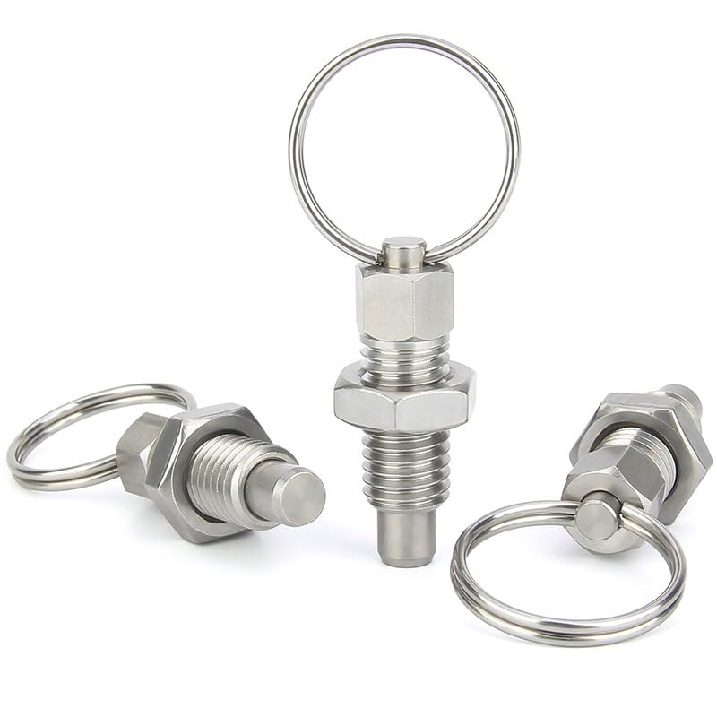 6pcs Pull Ring Indexing Plunger, M12 Retractable Spring Manual Plunger Stainless Steel Quick Release Pin Spring-Loaded Plunger Pulls Ring Spring