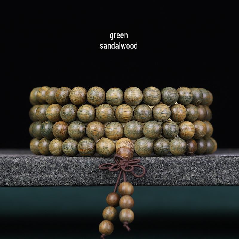 Buddhist 108 Beads Bracelet: Red Sandalwood, Green Sandalwood, Ebony Wood Rosary Necklace