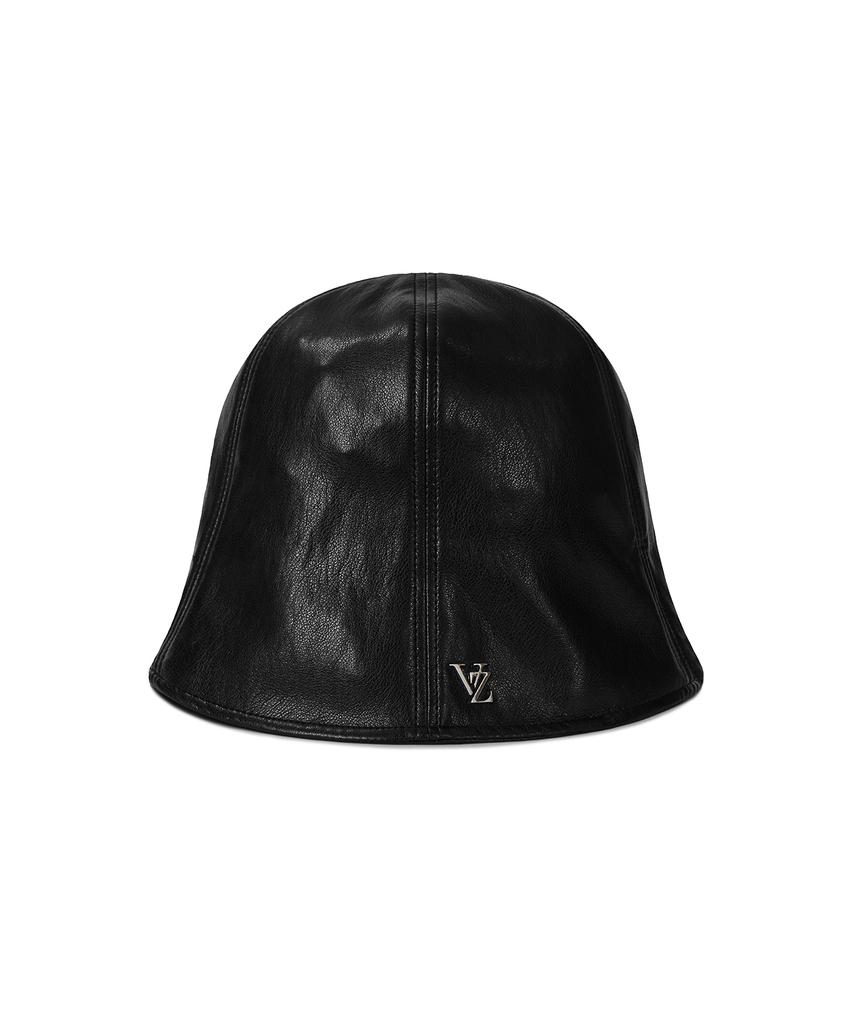 Bajal Vz Studded Vegan Leather Tulip Hat Black