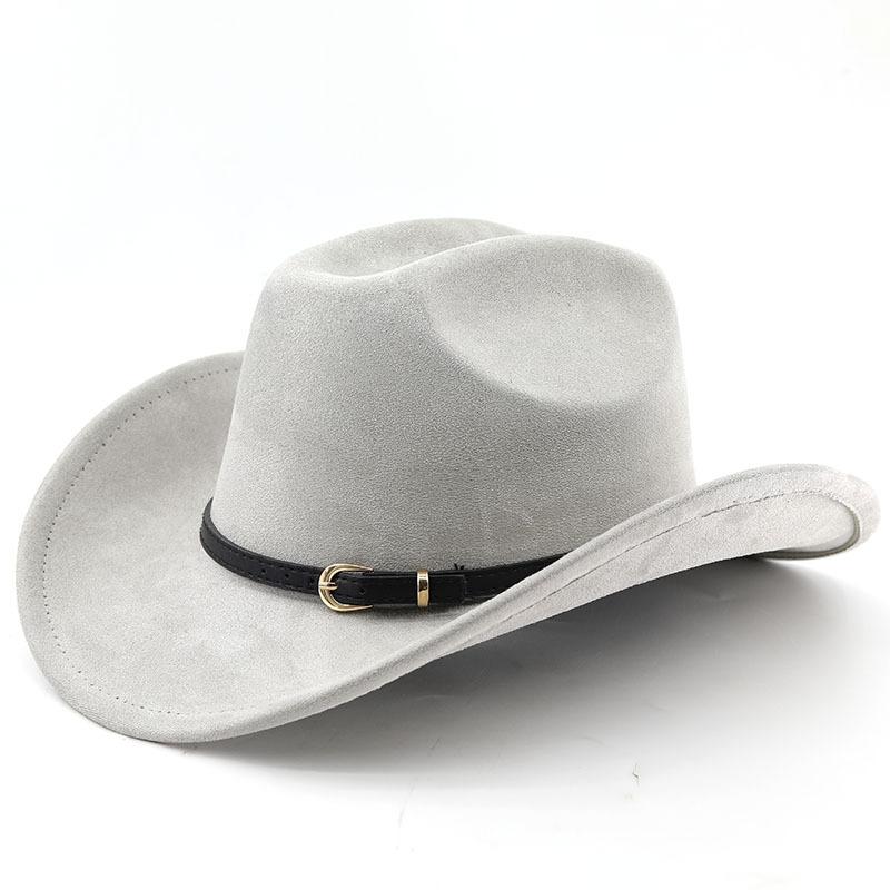 Classic simple belt, western cowboy hat, woolen jazz top hat, men's and women's ethnic style autumn and winter felt hat, big eaves hat