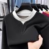Men’s 2025 Autumn/Winter Long Sleeve Double Collar Patchwork Sweatshirt