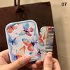 White Rabbit Bow Flip-Top Folding Makeup Mirror Portable Pocket Mirror Women Rectangle Cosmetic Make Up Mirror With Comb
