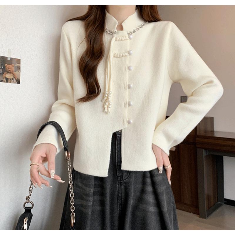 

Новый свитер вязаный с нерегулярным дизайном пряжки женский в стиле кантри, с высоким воротником, кардиган женский one size fits all