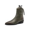 Fashion NEW Winter Women Boots Split Leather Shoes for Women Pointed Toe Chunky Heel Shoes Warm Wool Snow Boots Casual Zip Short Boots