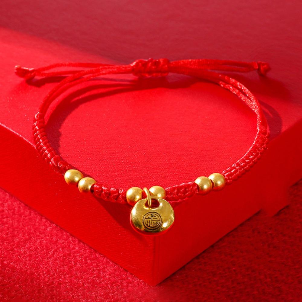 Chinese Style Snake Year Bracelet Hand Rope Fortune Bracelet Retro Lucky Red Rope  Couple