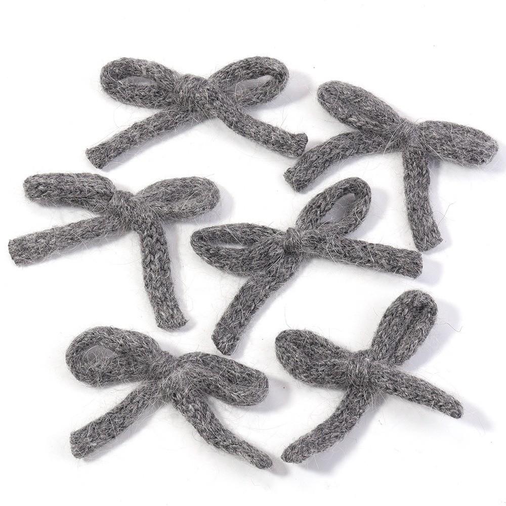 6pcs/lot New 5X7cm Knitted Bows Candy-colored Handmade Cotton Bowknot Bow Hair Clip for DIY Clothing Shoes Hats Accessories