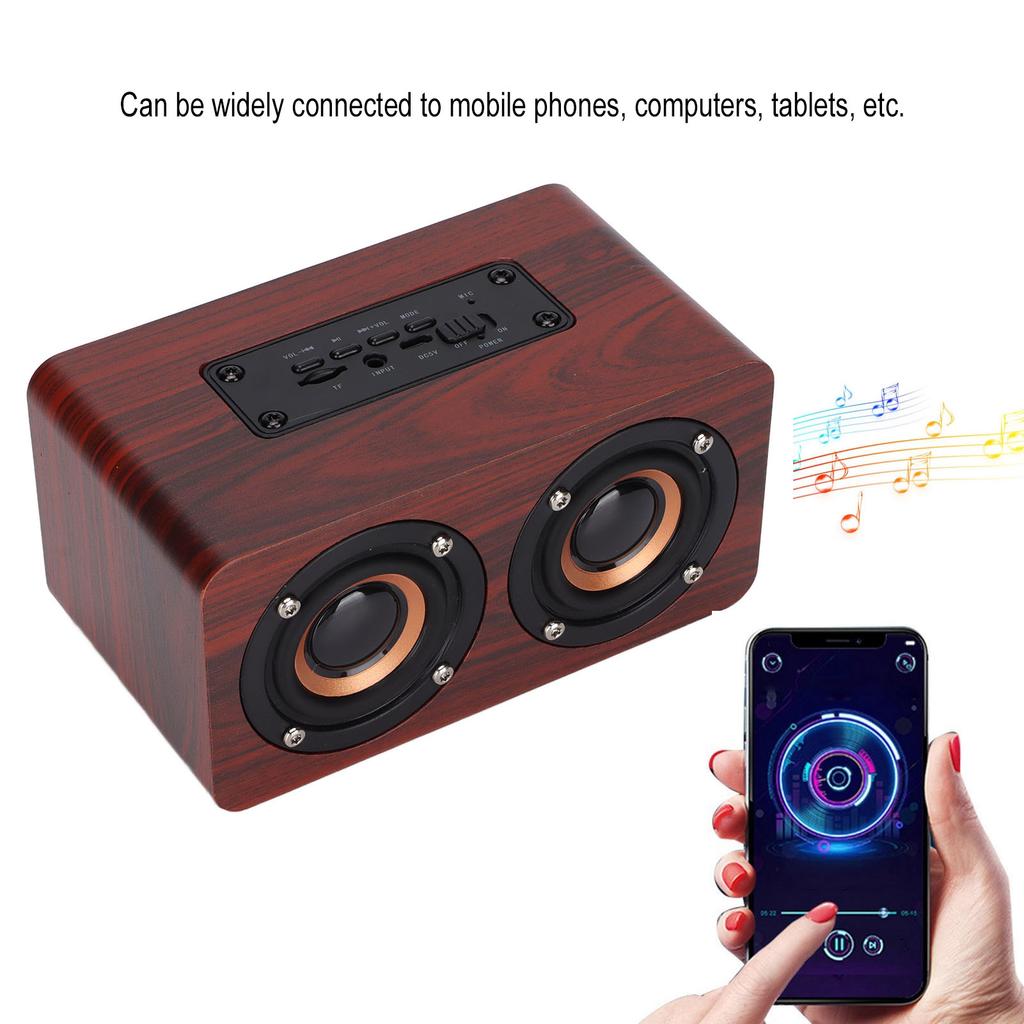 Wooden Speaker Retro Wireless Subwoofer Stereo Speaker for Home Tablet