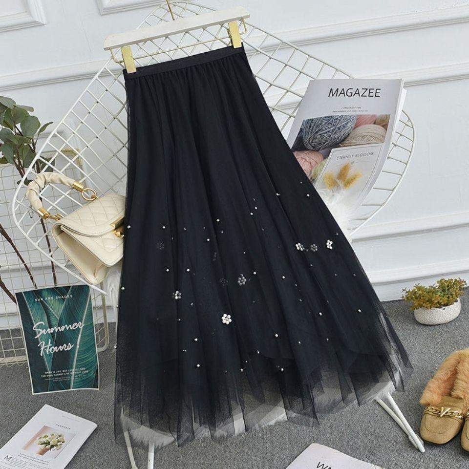 

Элегантная и нестандартная женская сетчатая юбка с жемчужным бисером — идеально подходит для официальных случаев one size