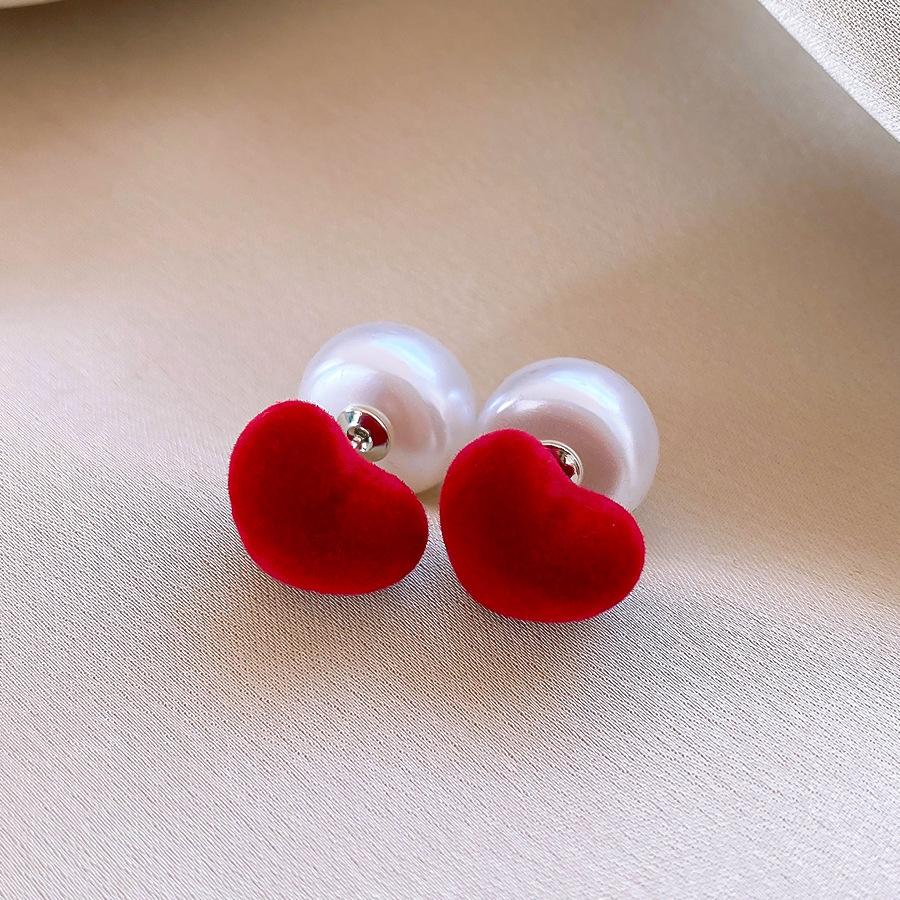Осенние и зимние простые серьги-гвоздики с жемчугом и флоком, модные универсальные серьги для женщин