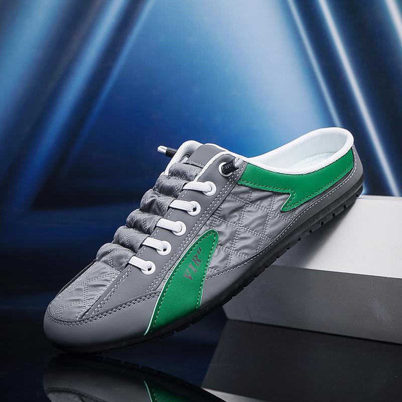 2024 Fashion Men New Style Lat-soled Wild Flat-bottomed Summer Thin Section Baotou Half Slippers