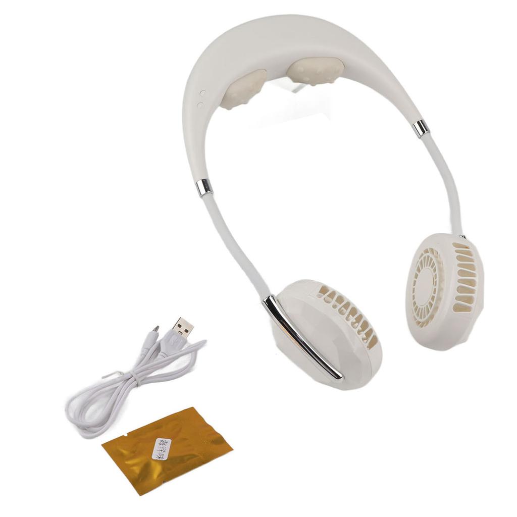 Hanging Neck Fan Portable Multifunction Leafless Massage Aromatherapy Neck Fanfor Outdoor HomeWhite