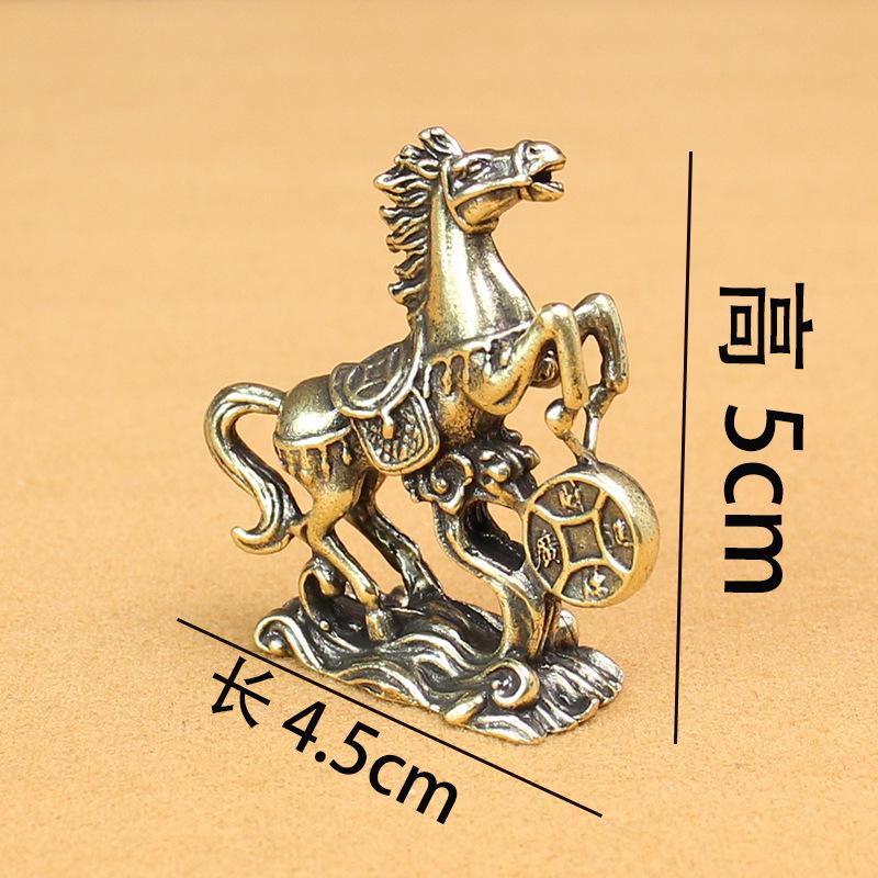 Pure Copper Horse Ornament Brass Solid Recruit Rice Into BMW Desktop Handicrafts Ornament Antique Bronze Small Gift