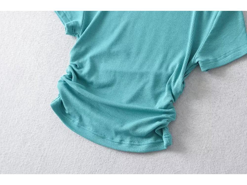 Trendy Ruched Short Sleeve Bodycon Top for Women
