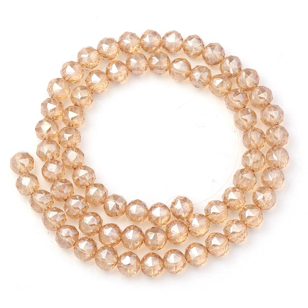 1 Strand 8mm Faceted Crystal Beads Transparent Colored Loose Spacer Round Glass Beads DIY Earrings Bracelet Jewelry Accessories