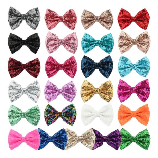 Hairpin Safety Rounded Corner Clip with Burr-Free Metal Spring Bow Shape Shiny Sequin Decoration Hairpin Children Sparkling Hair Accessory