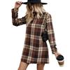 Summer Long-sleeved Plaid Dress for Women with Elegant Plaid
