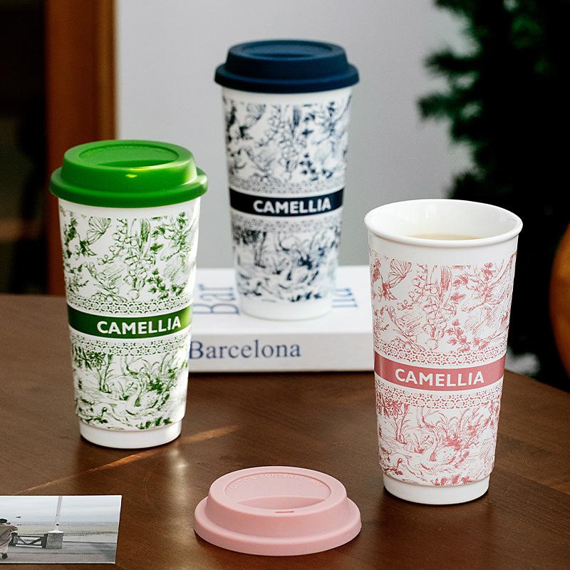 National Trend Style Ceramic Casual Cup Niche Design Cup Office Home Coffee Milk Cup Portable Cup