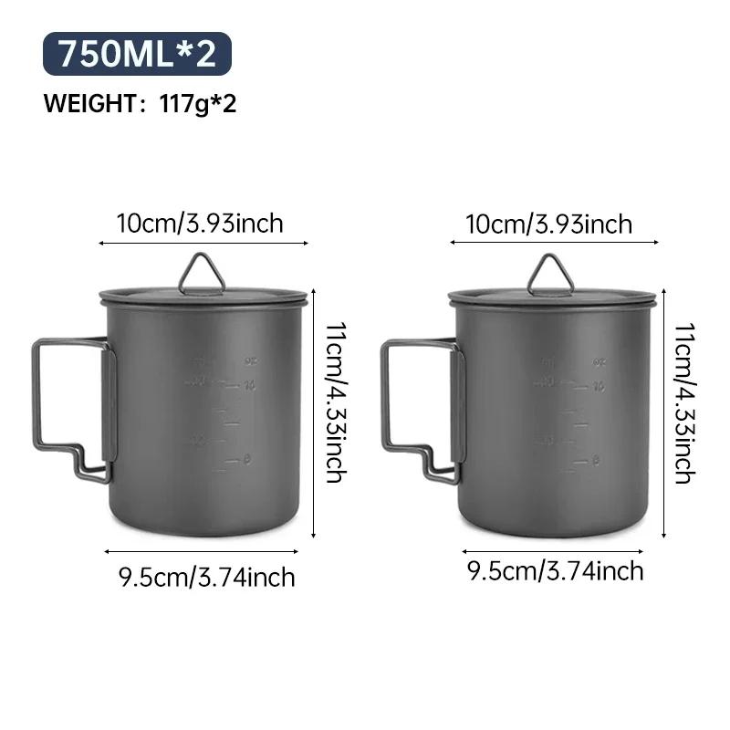 Outdoor Titanium Camping Cup, Foldable Handle Ultralight Mug for Coffee&Tea, Backpacking & Hiking Essentials