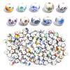 50Pcs 10mm Round Ceramic Beads Colorful Plum Blossom Sunflower Pattern Loose Porcelain Beads For DIY Bracelet Necklace Jewelry