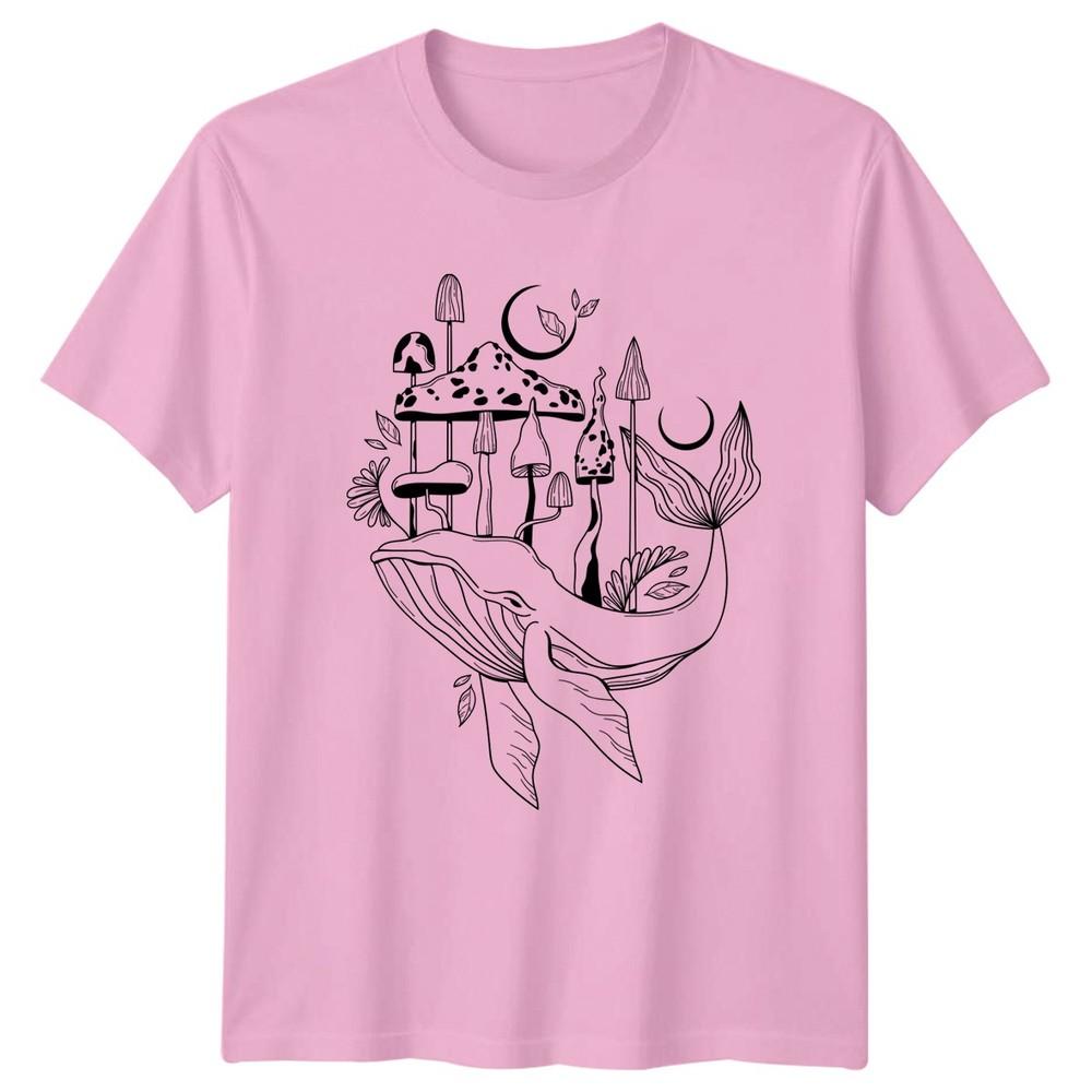 Mystical Whale Mushroom Moon Nature TShirt Whales Mushrooms Fantasy Nature