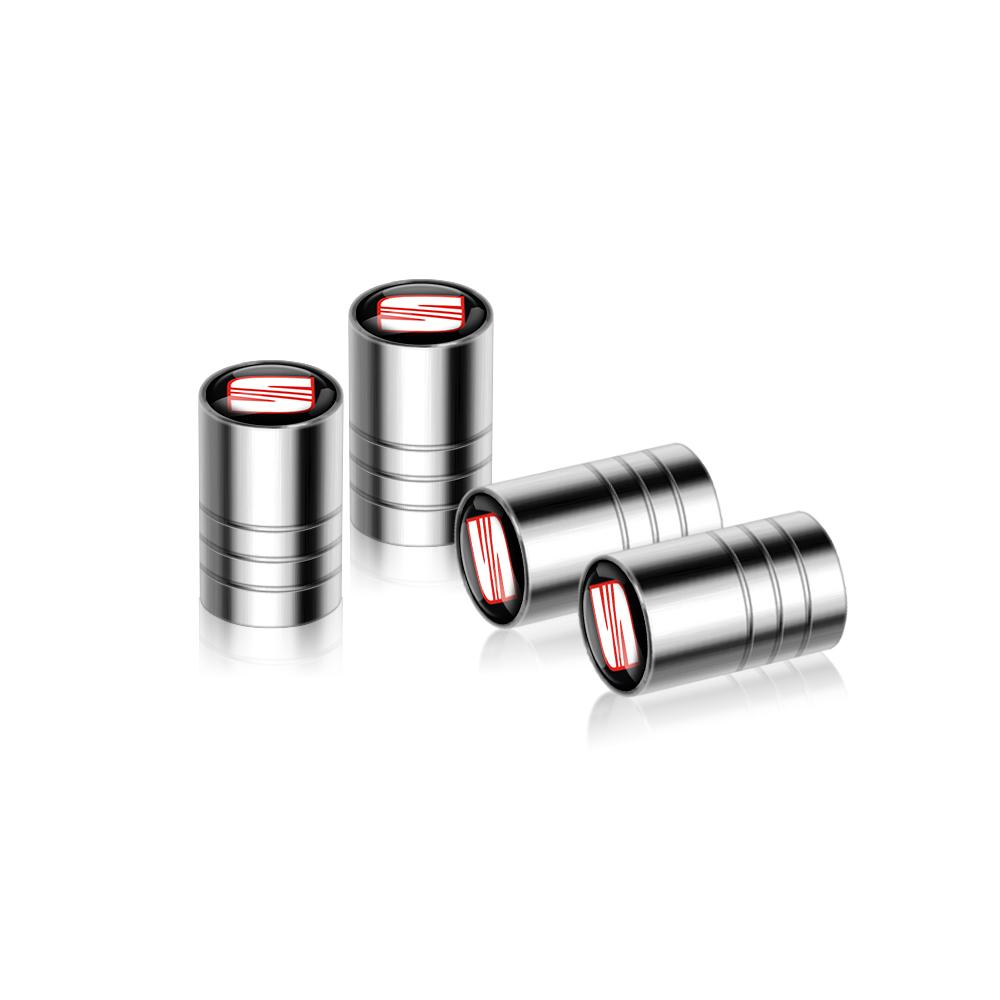 Car Wheel Tire Valve Caps Tyre Stem Cover Bolt-In Accessories For SEAT Cupra FR Ibiza Leon Arona Ateca Toledo E-Racer Formentor