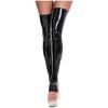 1 Pair Faux Leather Thigh High Socks for Women M-3XL: Long Patent Socks with Exposed Toes, Perfect for Halloween Cosplay