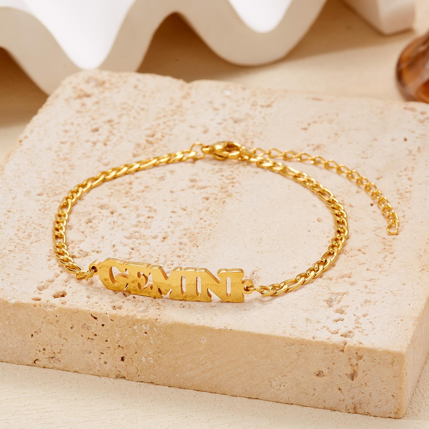 

Stainless Steel 12 Constellation Bracelets for Women Men High Quality Letters Zodiac Cuban Chain Bracelet Jewelry Birthday Gift