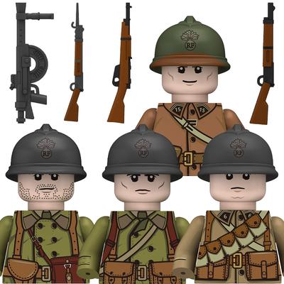 Militär Fransk Armé Infanterisoldat Mini Figur Modeller Barnleksaker Byggklossar Gåva Pojkar Flickor