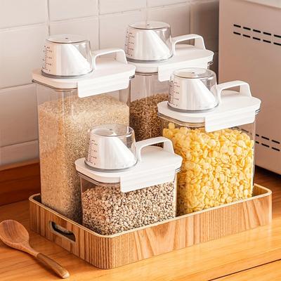 Scatola Ermetica di Alta Qualità per la Conservazione dei Cereali con Coperchio Misurino Set per la Cucina di Casa Vaso per la Conservazione dei Cereali