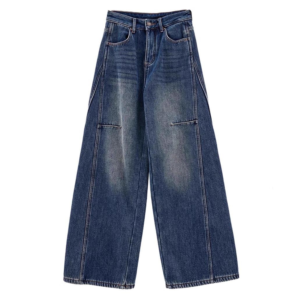 Autumn High-End Extra Long Wide Leg Slimming Floor-Length Loose Scimitar Jeans for Women