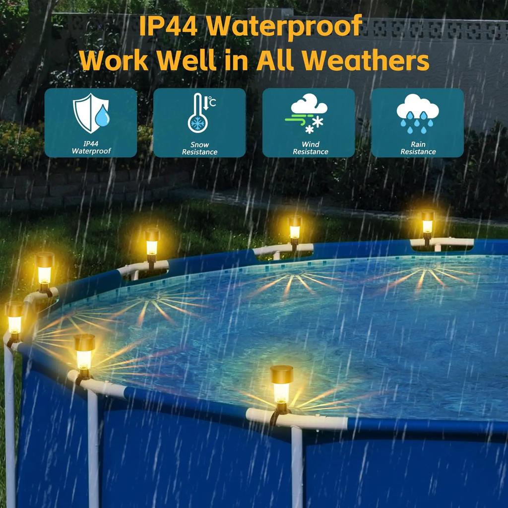 6/12 Pack Solar Pool Lights, Waterproof LED Ambient Lighting for Fence, Garden, Patio, Pathway, Porch, Decorative Outdoor Lamp