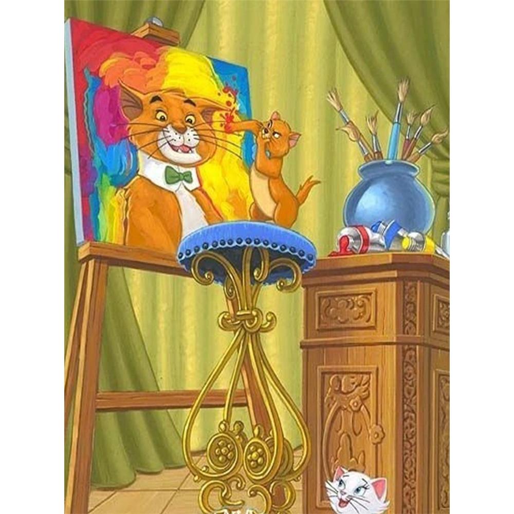 

Disney Diamond Painting Cats Adventure Fun Creative Illustration 5D Diamond Painting Art Embroidery Cross Stitch Room Decoration Round 20x30cm
