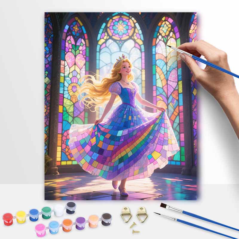 Disney Princess Stained Glass Oil Painting Hand Painting Coloring Painting Handmade Diy Home Decoration Gift