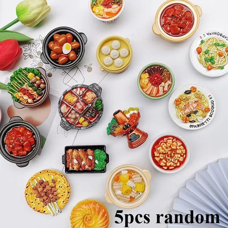 2/5pcs Simulated Food Fridge Magnets Resin Painted Magnet Noodles Ribs Pot Cute Magnets for Refrigerator Retro Magnetic.