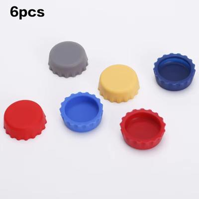 6pcs Silicone Wine Bottle Caps Silicone Red Wine Bottle Caps Candy-colored Reusable Fresh-keeping Caps Seal Beer Bottle Caps