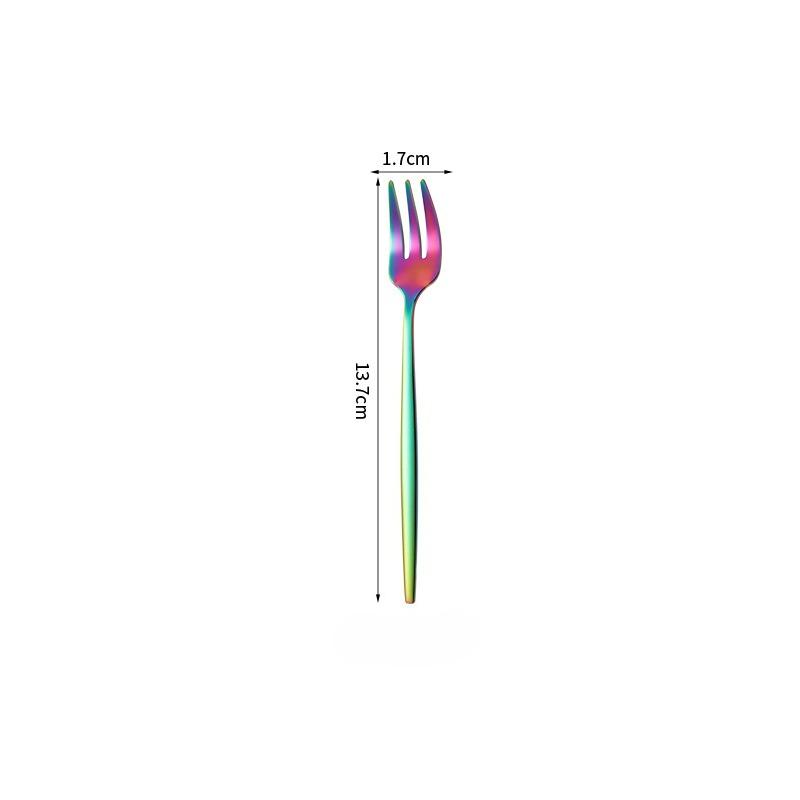 1PCS Stainless Steel Cutlery Rainbow Cake Fruit Fork Dinner Salad Fork Tableware Dessert Fork For Hotel Party Kitchen Tool