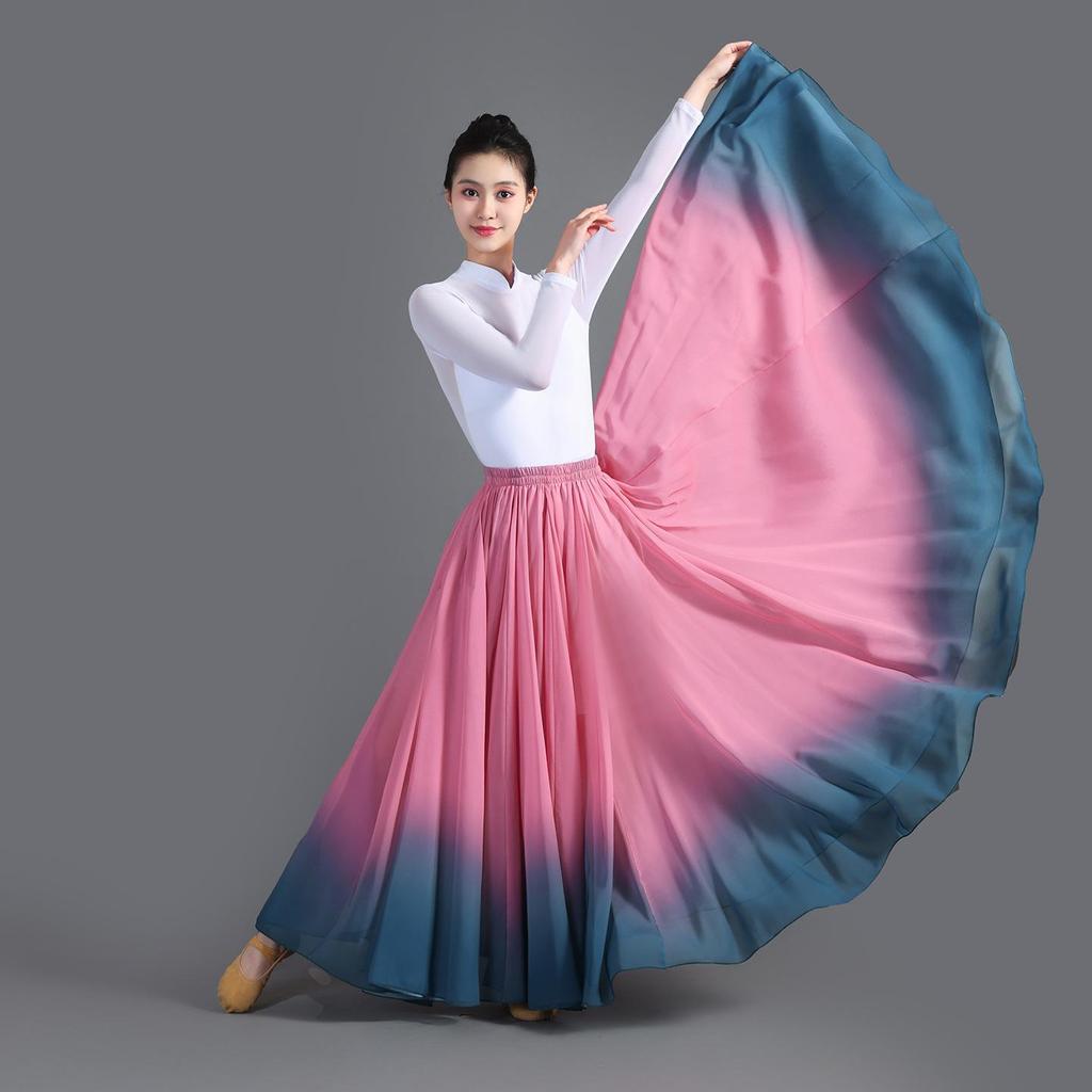 Xinjiang Meisjes Moderne Dans Chiffon Rok - 720 Graden Draai Oefen Kostuum
