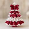 Handmade Crochet Christmas Tree Kit Festival with Bow Faux Pearl Christmas Party Crochet Decoration