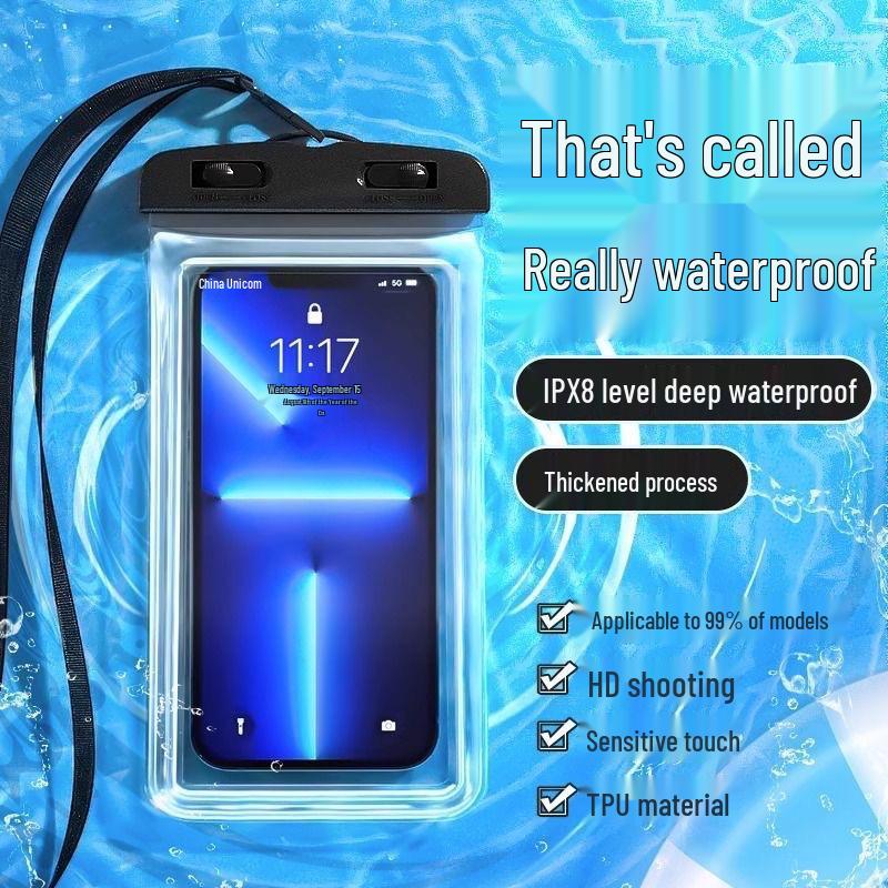 Waterproof Touchscreen Phone Pouch for Swimming, Diving, and Delivery Riders