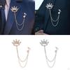 Chain Shiny Crown Pin Brooch Lapel Vintage Men's