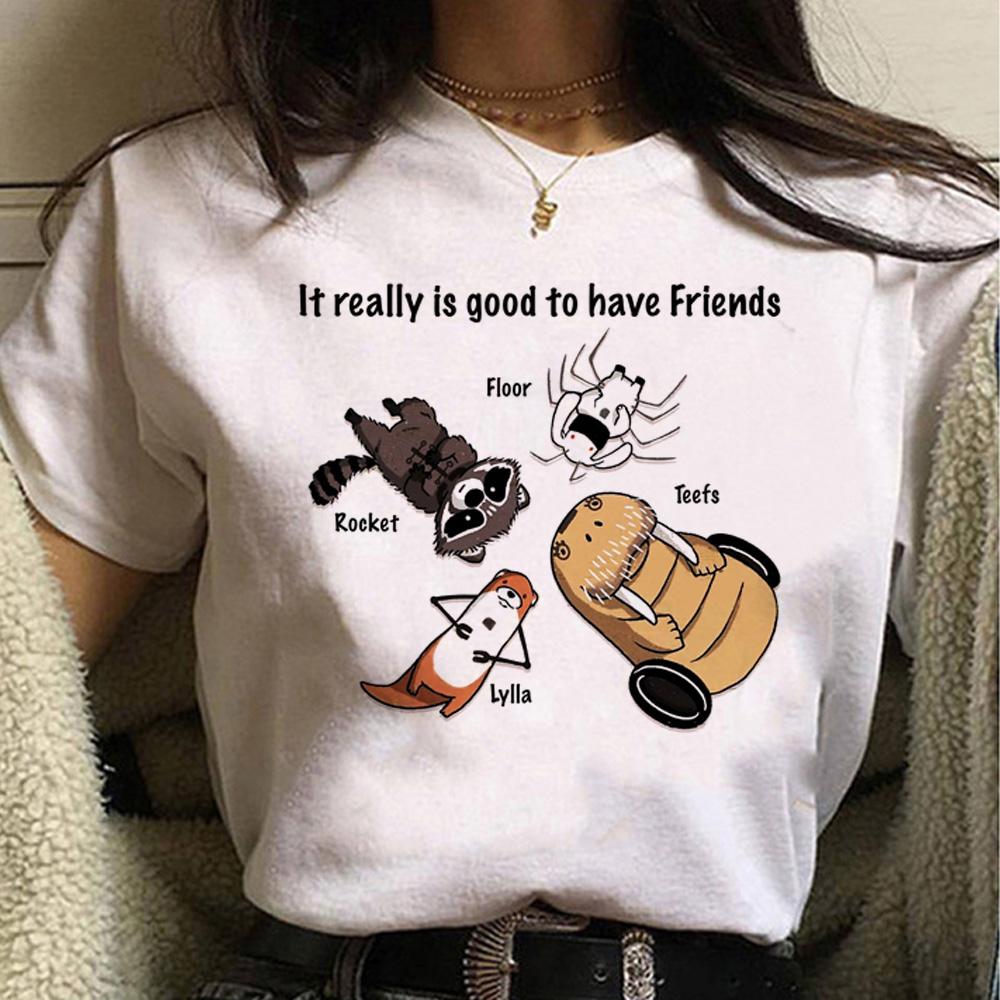 Racoon top women designer streetwear t shirt girl y2k 2000s clothing S