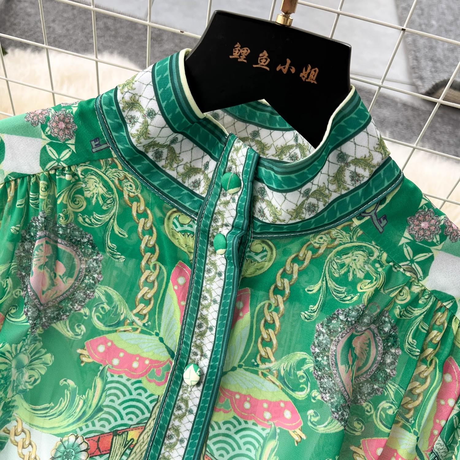 Богемное шифоновое зеленое платье макси — фото 2